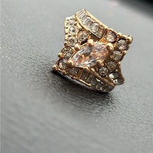 Source Unknown Gold and Clear Crystal Marquise Cluster Ring - Women Jewelry